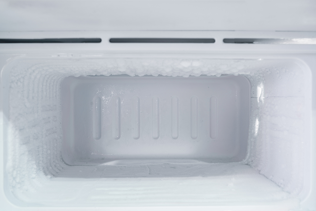 Empty,Freezer,Of,A,Refrigerator, ,Ice,Buildup,On,The