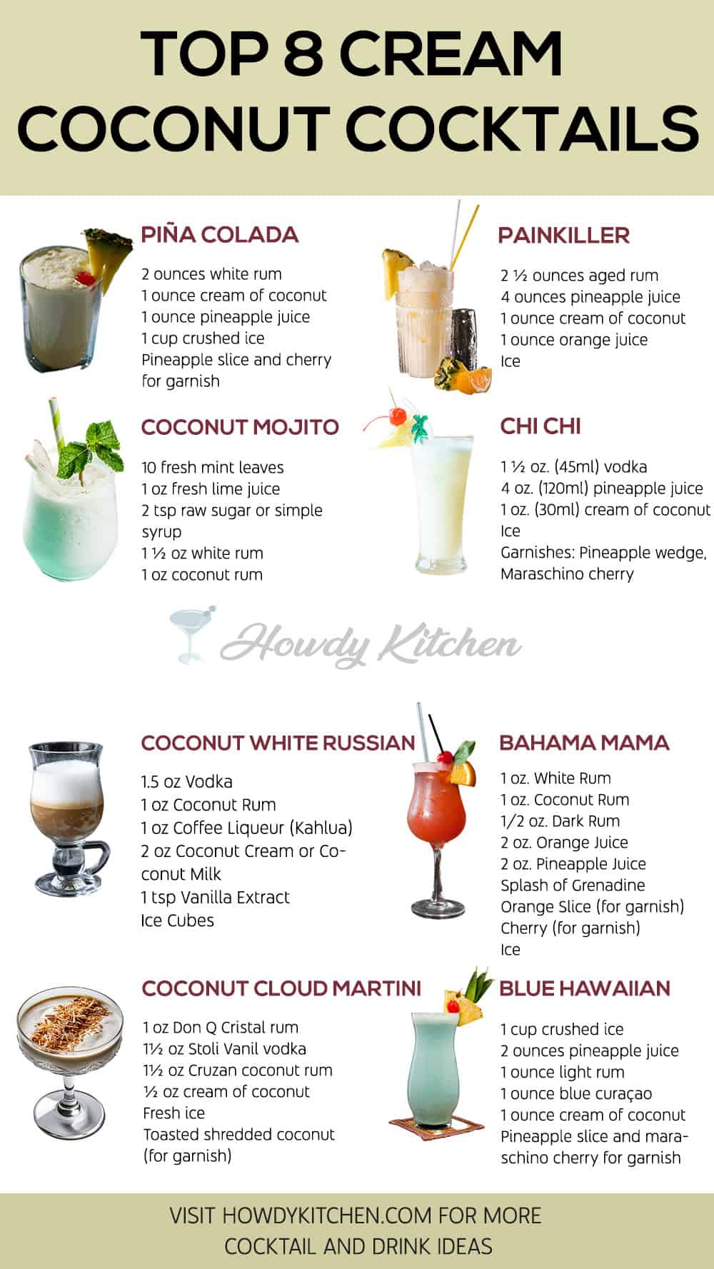 Cream Coconut cocktails