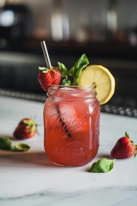 Strawberry Basil Lemonade Cocktail