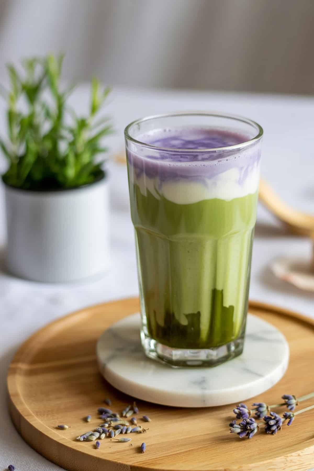Iced lavender cream oatmilk matcha 2